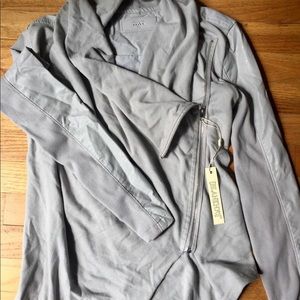 Asymmetrical BlankNYC pale gray leather jacket